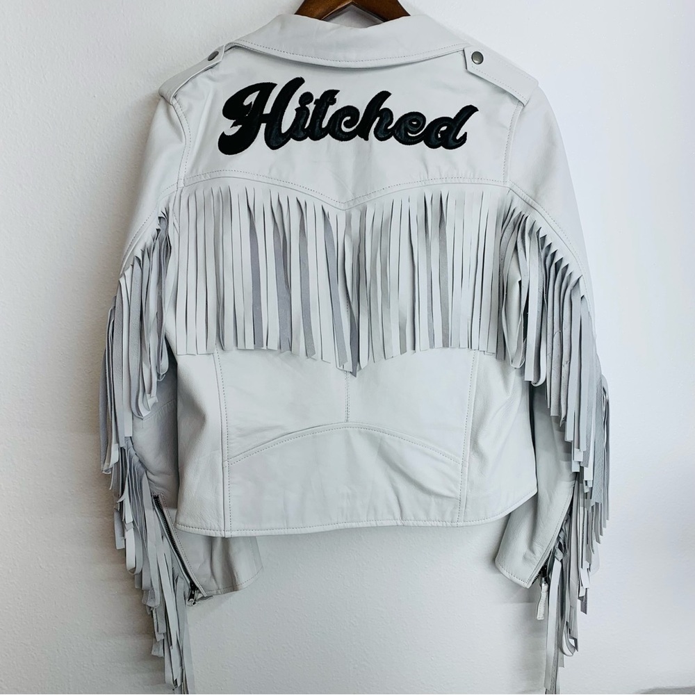 White Leather Fringe Jacket